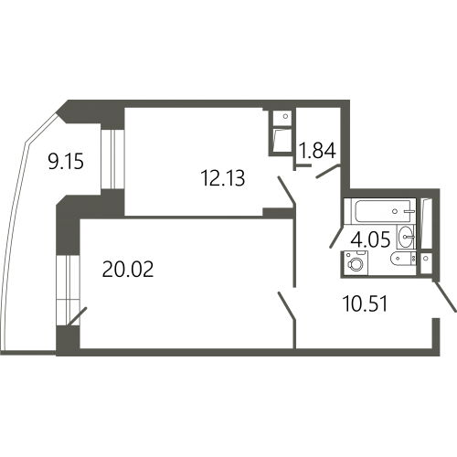 Квартира №91, 12этаж, 1кк
