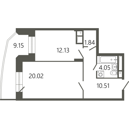 Квартира №99, 13этаж, 1кк