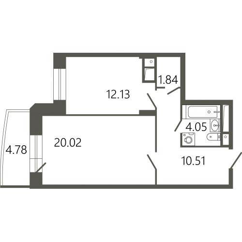 Квартира №5, 1этаж, 1кк