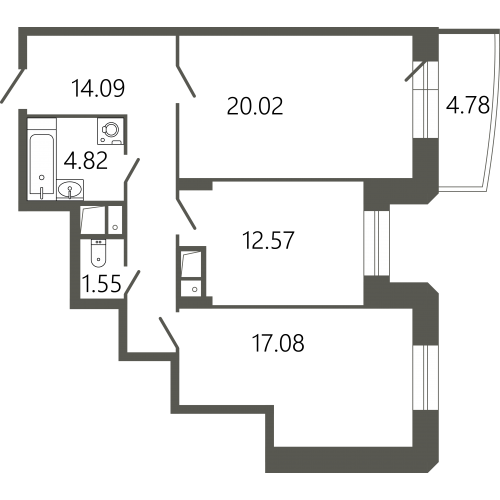Квартира №7, 2этаж, 2кк
